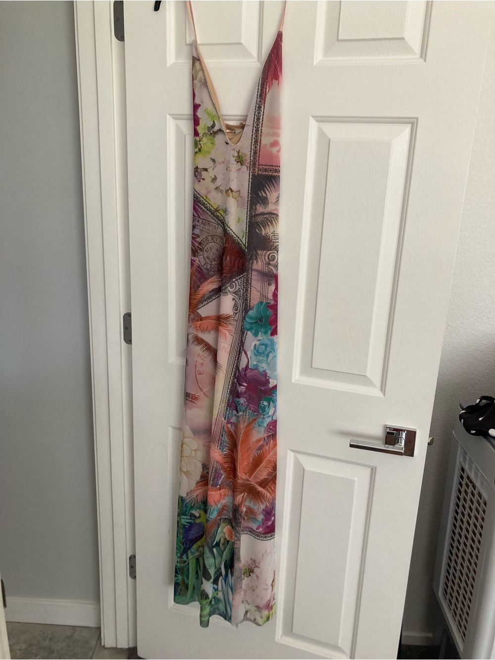 AFRM Tropical Print Maxi Dress in Coral, Teal & Purple size large
